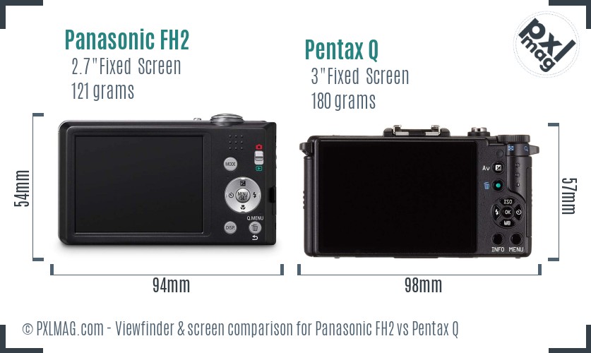 Panasonic FH2 vs Pentax Q Screen and Viewfinder comparison