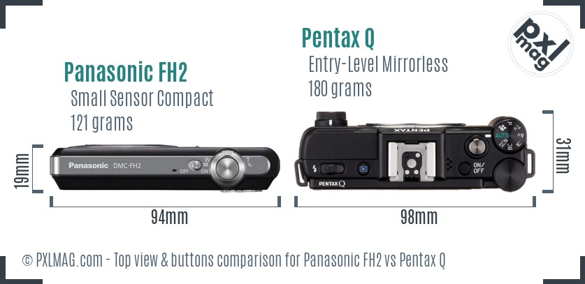 Panasonic FH2 vs Pentax Q top view buttons comparison