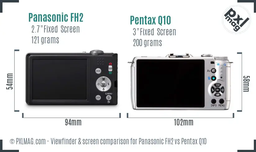 Panasonic FH2 vs Pentax Q10 Screen and Viewfinder comparison