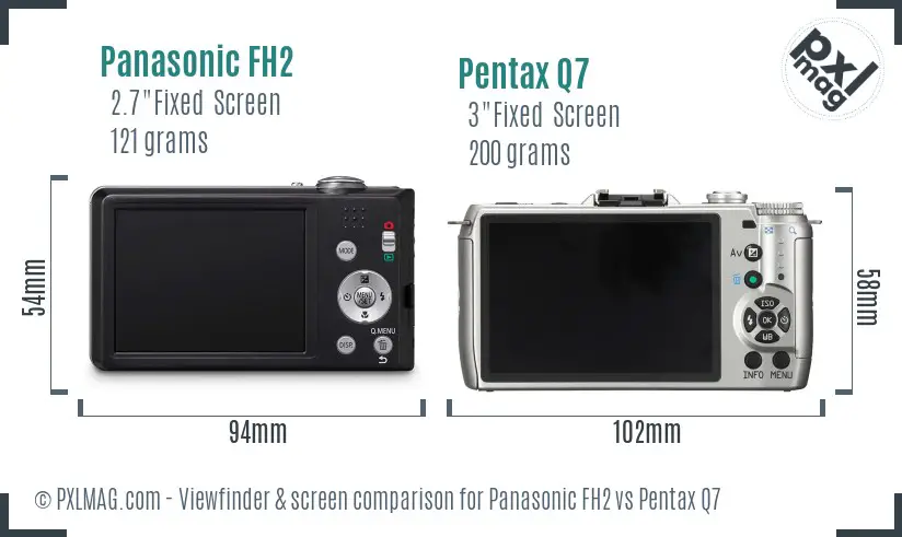 Panasonic FH2 vs Pentax Q7 Screen and Viewfinder comparison