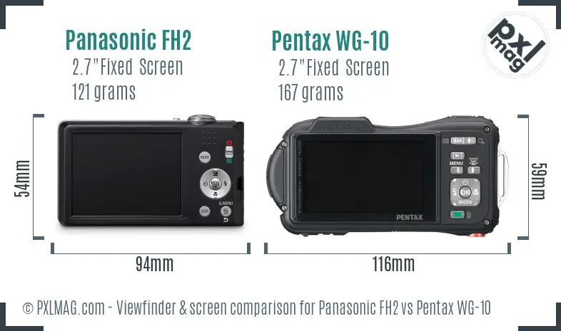 Panasonic FH2 vs Pentax WG-10 Screen and Viewfinder comparison Panasonic FH2 vs Pentax WG-10 Screen and Viewfinder comparison