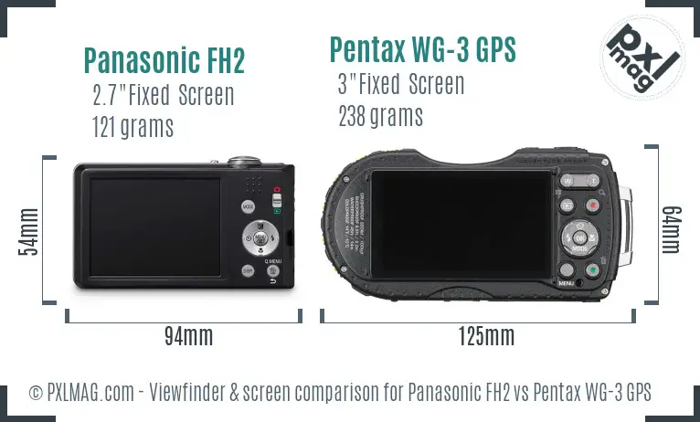 Panasonic FH2 vs Pentax WG-3 GPS Screen and Viewfinder comparison Panasonic FH2 vs Pentax WG-3 GPS Screen and Viewfinder comparison