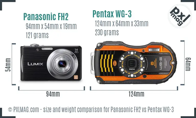 Panasonic FH2 vs Pentax WG-3 size comparison Panasonic FH2 vs Pentax WG-3 size comparison