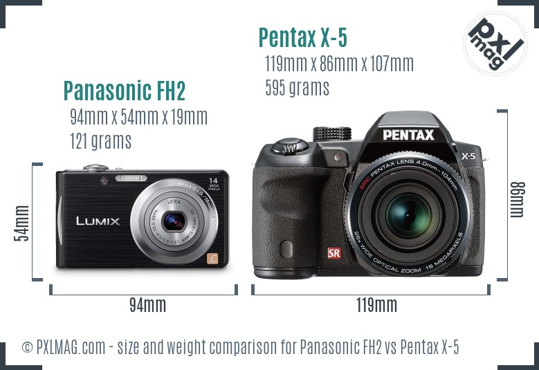 Panasonic FH2 vs Pentax X-5 size comparison Panasonic FH2 vs Pentax X-5 size comparison