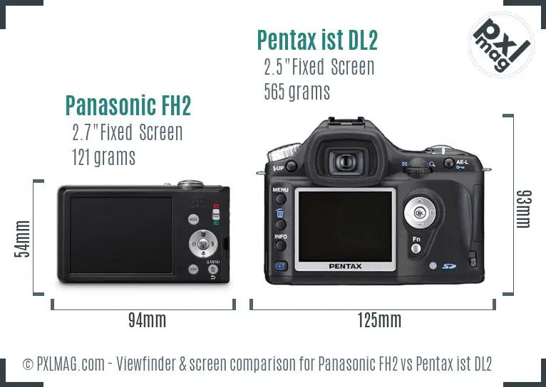 Panasonic FH2 vs Pentax ist DL2 Screen and Viewfinder comparison