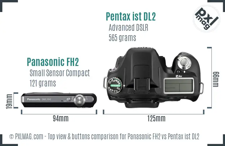 Panasonic FH2 vs Pentax ist DL2 top view buttons comparison