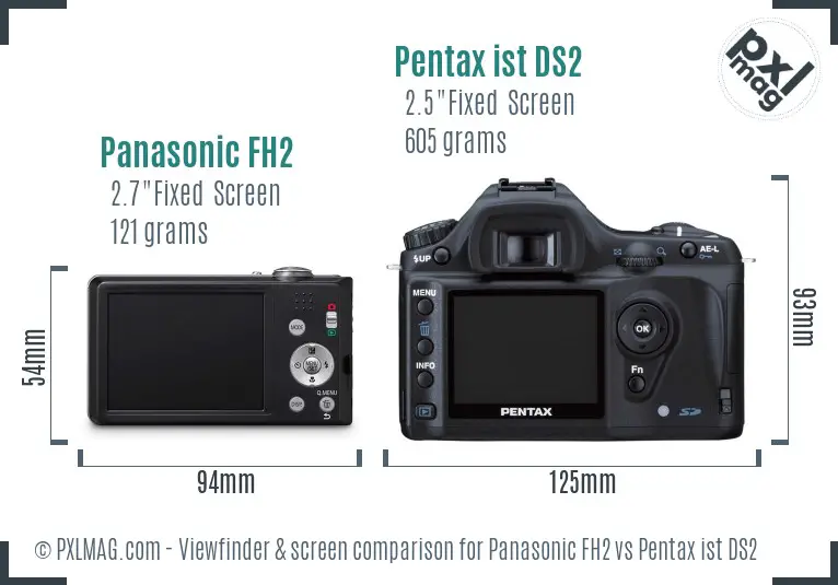 Panasonic FH2 vs Pentax ist DS2 Screen and Viewfinder comparison