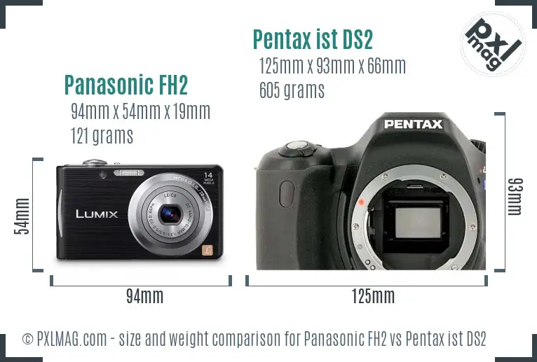 Panasonic FH2 vs Pentax ist DS2 size comparison