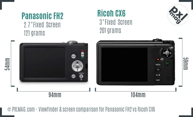 Panasonic FH2 vs Ricoh CX6 Screen and Viewfinder comparison