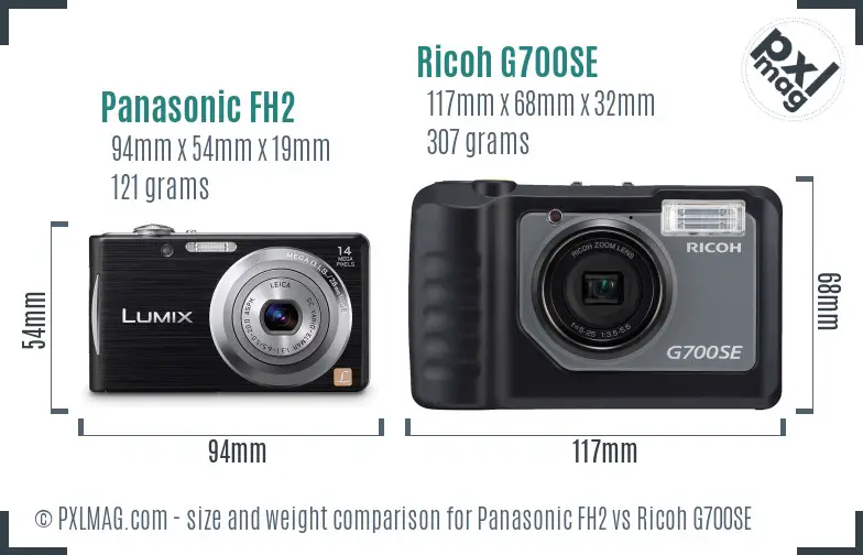 Panasonic FH2 vs Ricoh G700SE size comparison