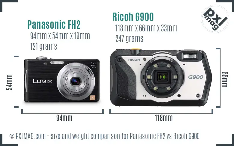 Panasonic FH2 vs Ricoh G900 size comparison Panasonic FH2 vs Ricoh G900 size comparison