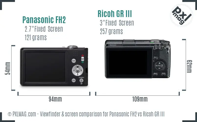 Panasonic FH2 vs Ricoh GR III Screen and Viewfinder comparison Panasonic FH2 vs Ricoh GR III Screen and Viewfinder comparison