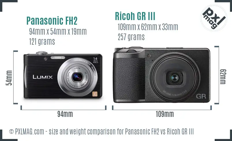 Panasonic FH2 vs Ricoh GR III size comparison Panasonic FH2 vs Ricoh GR III size comparison