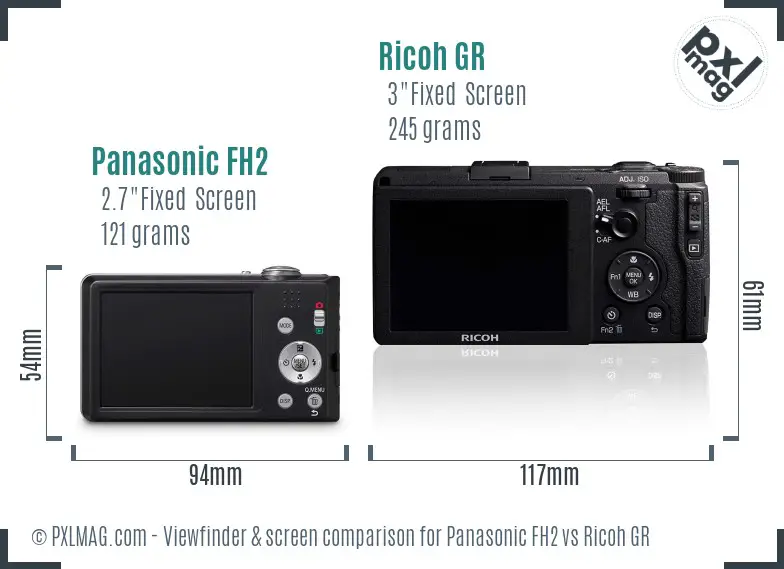 Panasonic FH2 vs Ricoh GR Screen and Viewfinder comparison
