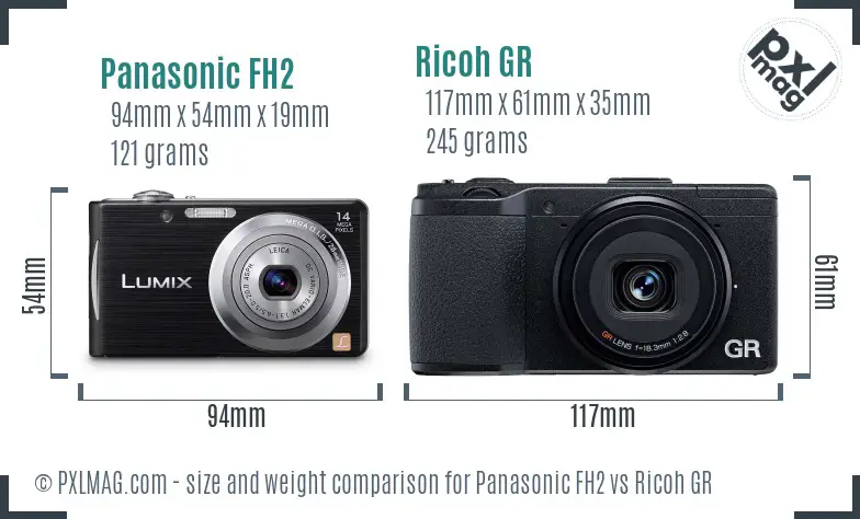 Panasonic FH2 vs Ricoh GR size comparison