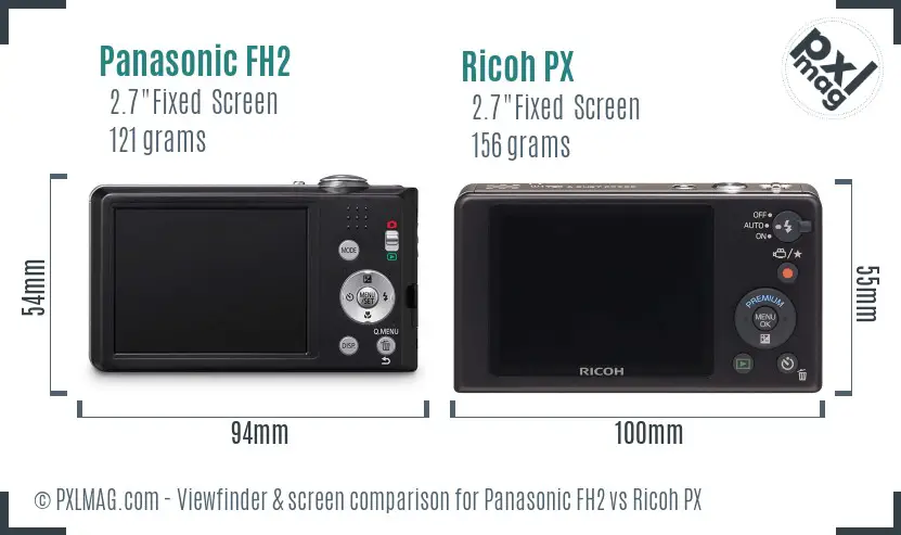 Panasonic FH2 vs Ricoh PX Screen and Viewfinder comparison