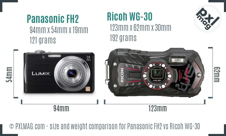Panasonic FH2 vs Ricoh WG-30 size comparison Panasonic FH2 vs Ricoh WG-30 size comparison