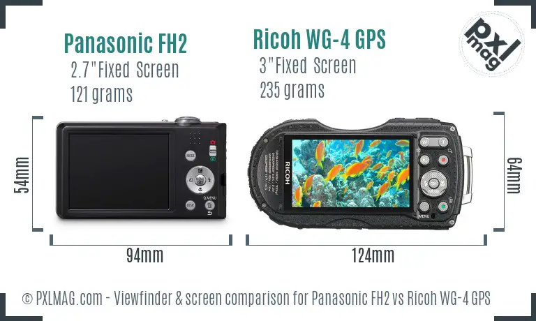Panasonic FH2 vs Ricoh WG-4 GPS Screen and Viewfinder comparison