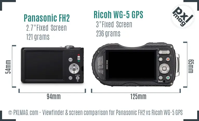 Panasonic FH2 vs Ricoh WG-5 GPS Screen and Viewfinder comparison