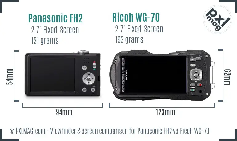 Panasonic FH2 vs Ricoh WG-70 Screen and Viewfinder comparison