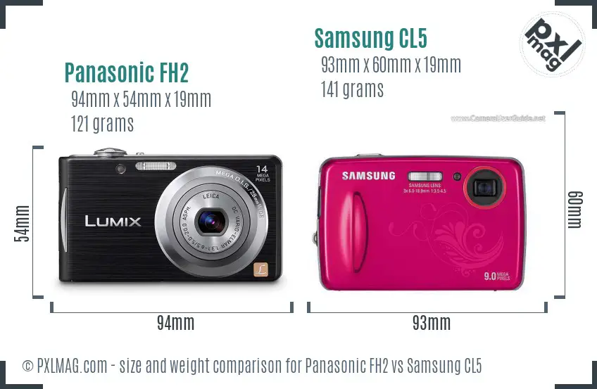 Panasonic FH2 vs Samsung CL5 size comparison