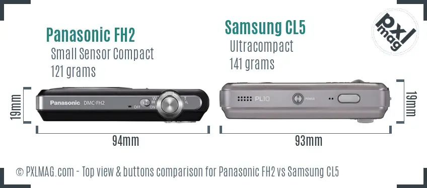 Panasonic FH2 vs Samsung CL5 top view buttons comparison