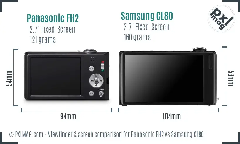 Panasonic FH2 vs Samsung CL80 Screen and Viewfinder comparison