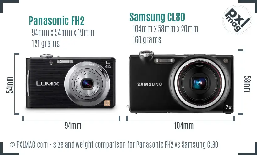 Panasonic FH2 vs Samsung CL80 size comparison