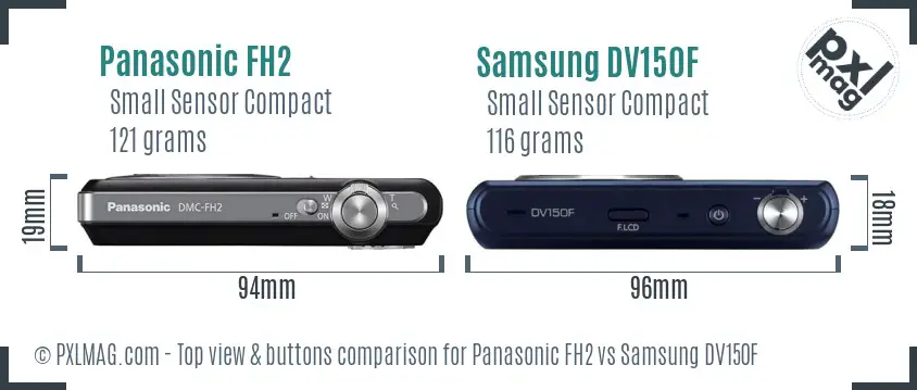 Panasonic FH2 vs Samsung DV150F top view buttons comparison