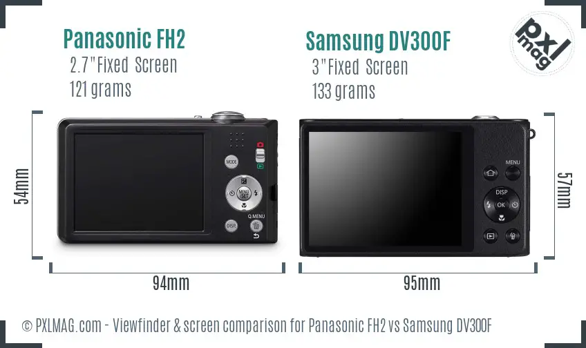 Panasonic FH2 vs Samsung DV300F Screen and Viewfinder comparison