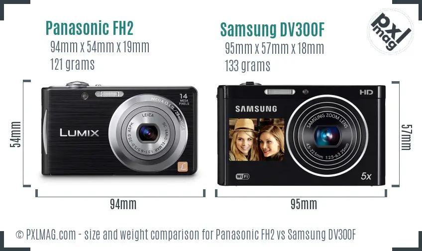 Panasonic FH2 vs Samsung DV300F size comparison