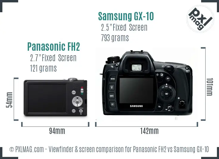 Panasonic FH2 vs Samsung GX-10 Screen and Viewfinder comparison Panasonic FH2 vs Samsung GX-10 Screen and Viewfinder comparison