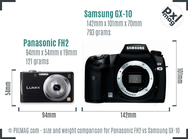 Panasonic FH2 vs Samsung GX-10 size comparison Panasonic FH2 vs Samsung GX-10 size comparison