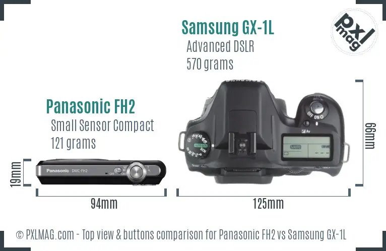 Panasonic FH2 vs Samsung GX-1L top view buttons comparison