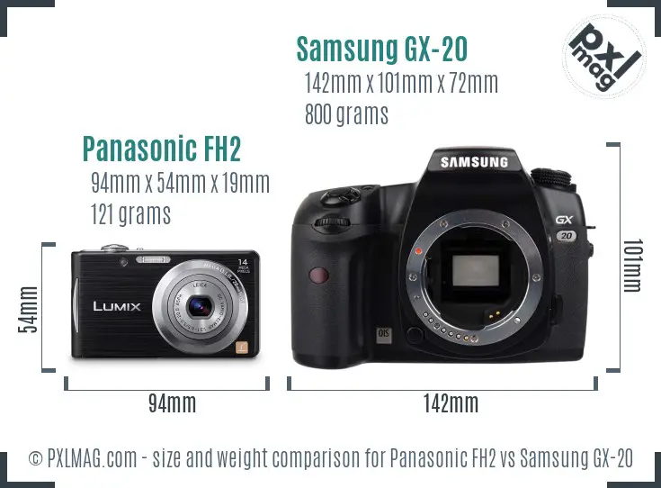 Panasonic FH2 vs Samsung GX-20 size comparison