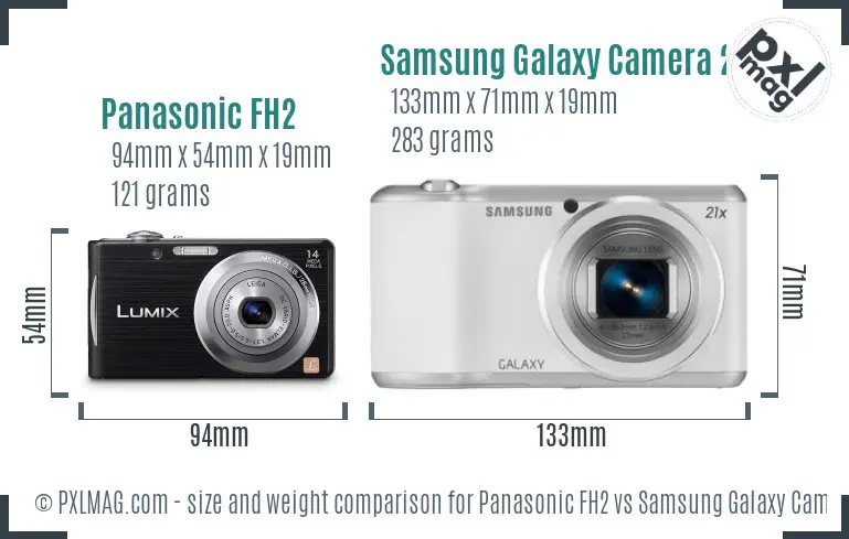 Panasonic FH2 vs Samsung Galaxy Camera 2 size comparison