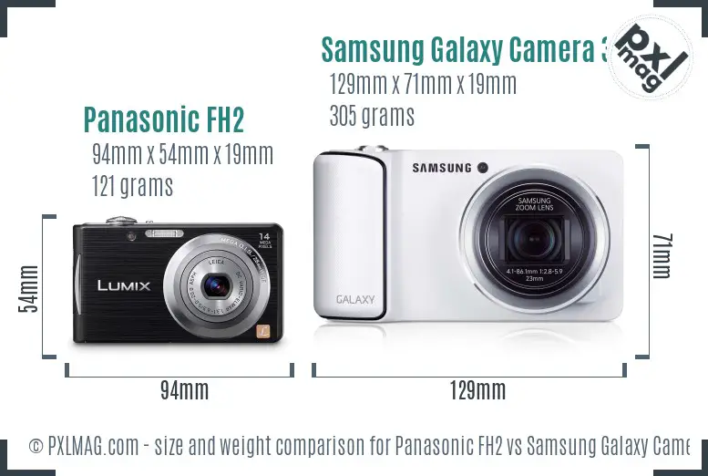 Panasonic FH2 vs Samsung Galaxy Camera 3G size comparison