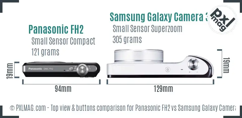 Panasonic FH2 vs Samsung Galaxy Camera 3G top view buttons comparison