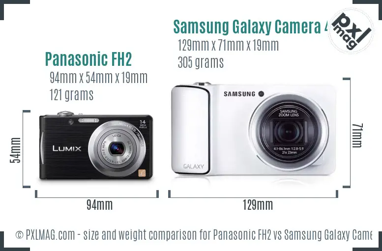 Panasonic FH2 vs Samsung Galaxy Camera 4G size comparison Panasonic FH2 vs Samsung Galaxy Camera 4G size comparison