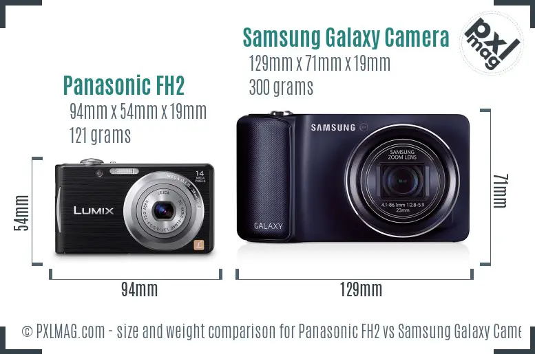 Panasonic FH2 vs Samsung Galaxy Camera size comparison