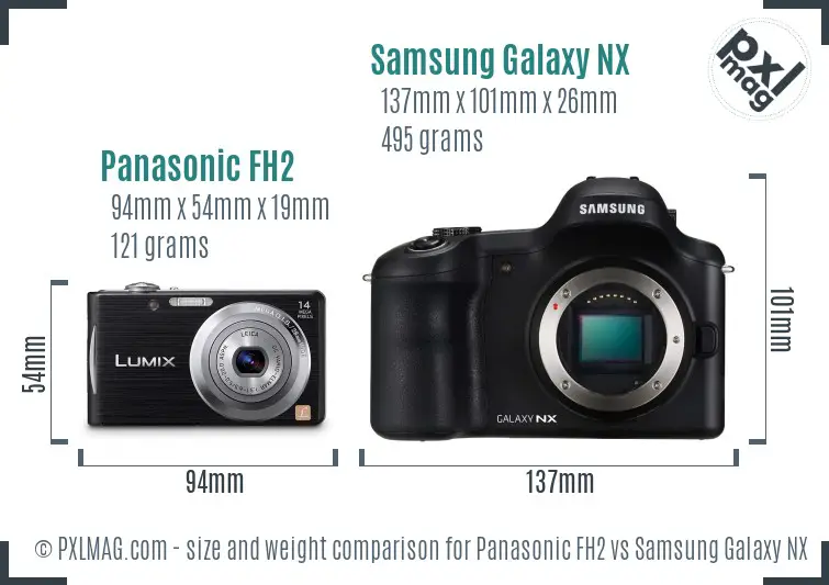 Panasonic FH2 vs Samsung Galaxy NX size comparison