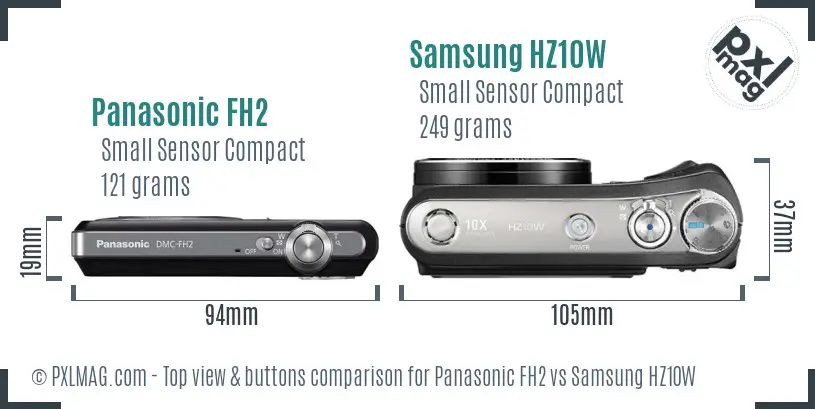 Panasonic FH2 vs Samsung HZ10W top view buttons comparison