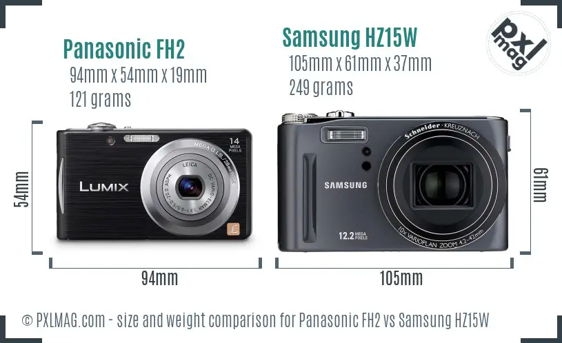 Panasonic FH2 vs Samsung HZ15W size comparison