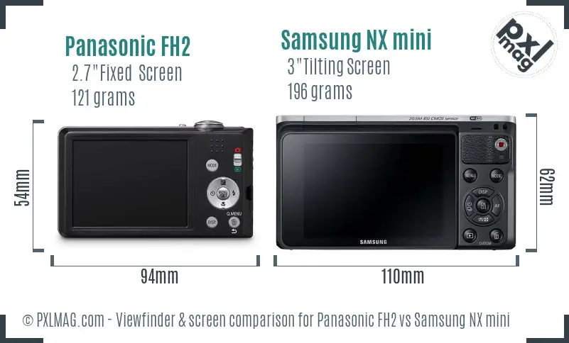 Panasonic FH2 vs Samsung NX mini Screen and Viewfinder comparison