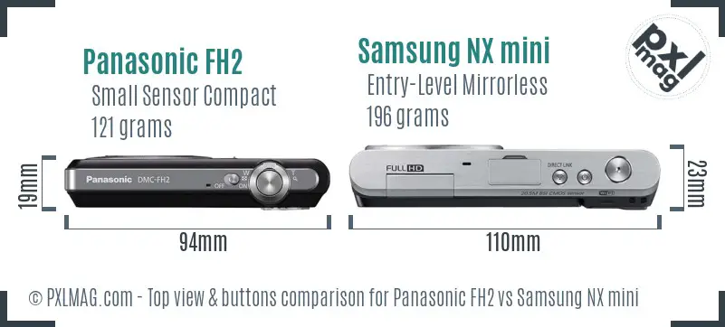 Panasonic FH2 vs Samsung NX mini top view buttons comparison