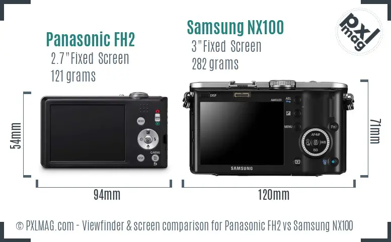 Panasonic FH2 vs Samsung NX100 Screen and Viewfinder comparison