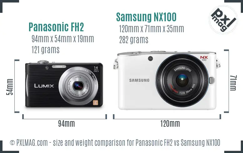 Panasonic FH2 vs Samsung NX100 size comparison