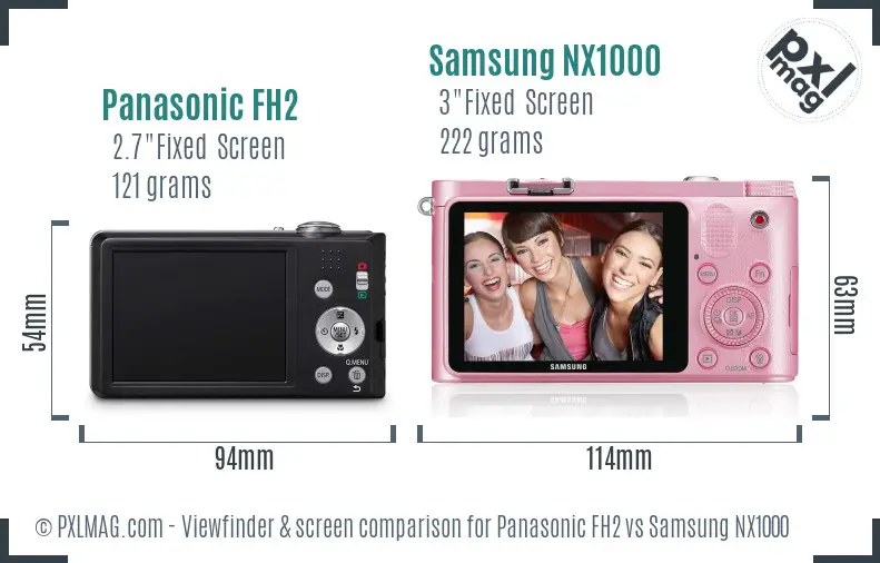 Panasonic FH2 vs Samsung NX1000 Screen and Viewfinder comparison