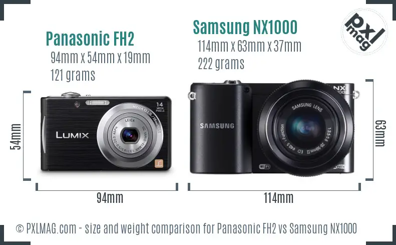 Panasonic FH2 vs Samsung NX1000 size comparison