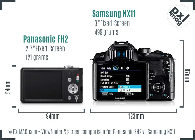 Panasonic FH2 vs Samsung NX11 Screen and Viewfinder comparison